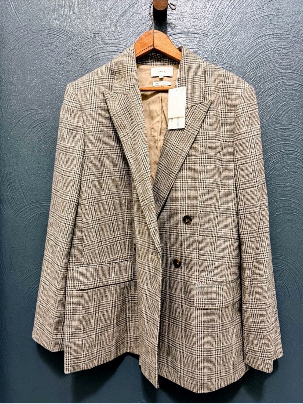 Vince Tan & Beige Houndstooth Blazer
